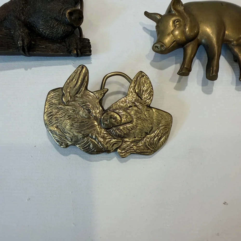 Brass and pewter big buckles